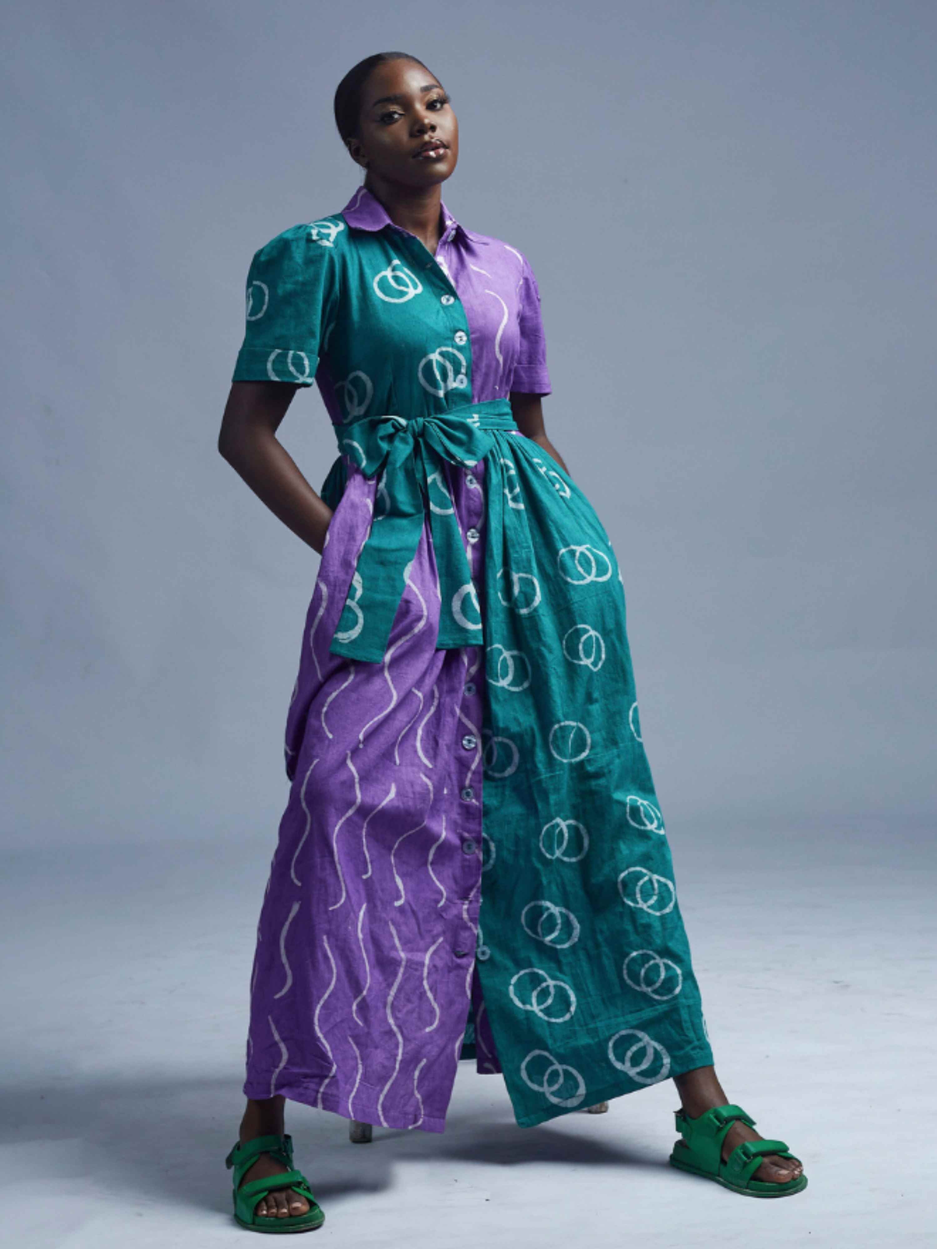 Asake Dress - Green and Purple Elisamama Asake Dress - Green and Purple Elisamama