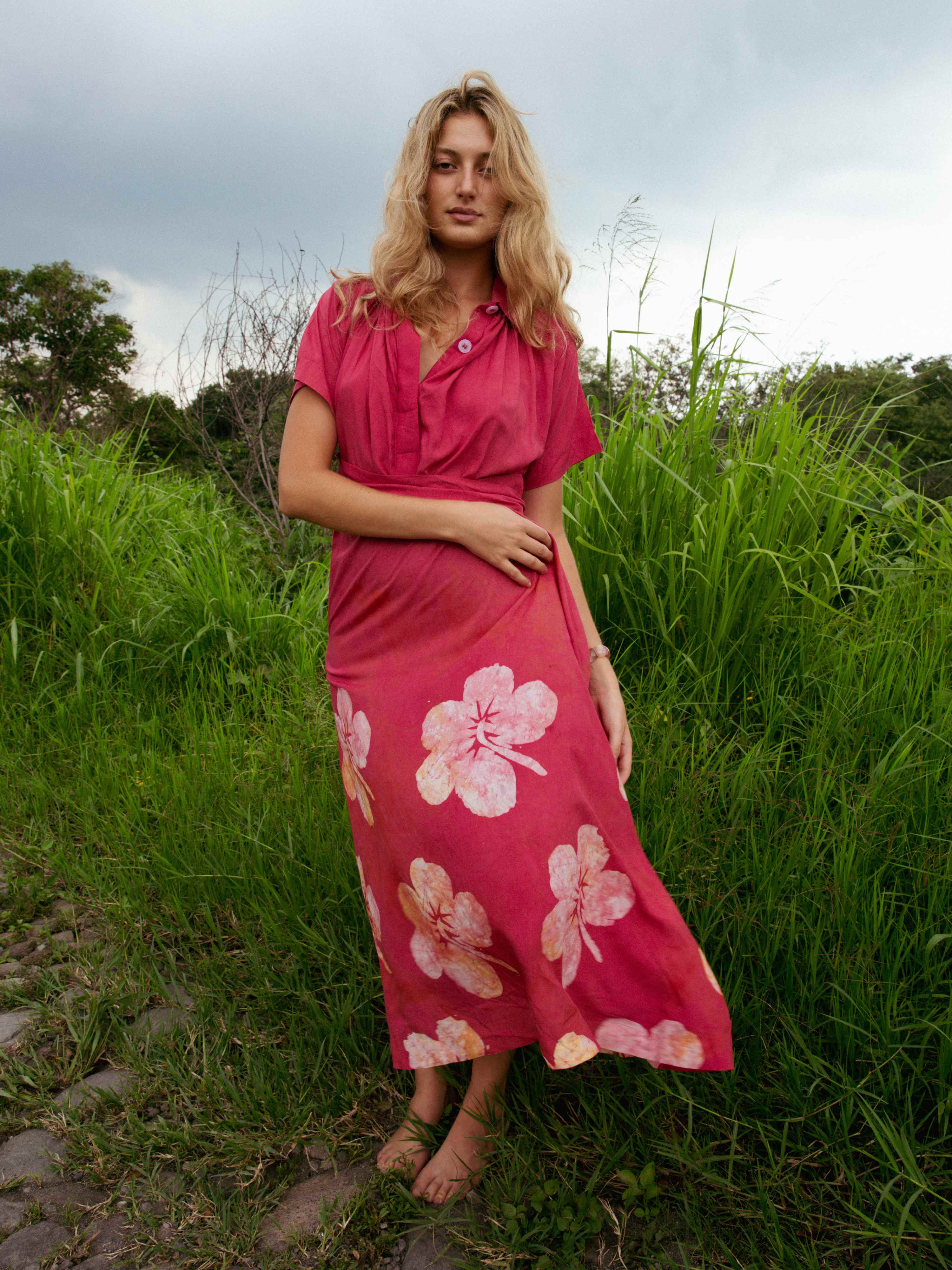 issa red dress Crew Neck Knee-Length Dress
