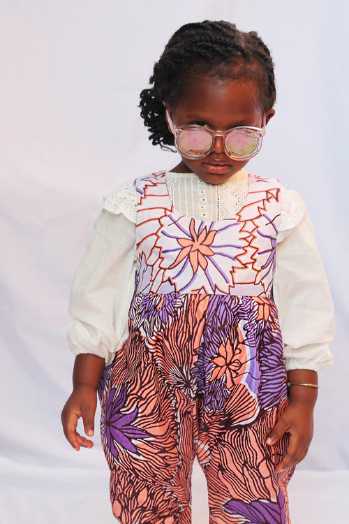 Sola Jumpsuit - Salmon and Purple - ankara wax print-Elisamama