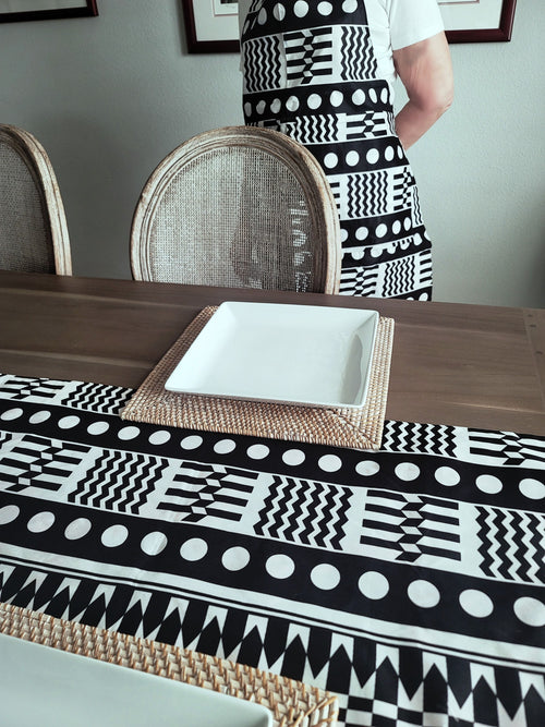 Dual Sided Table Runner - Geometric and Ruby Red