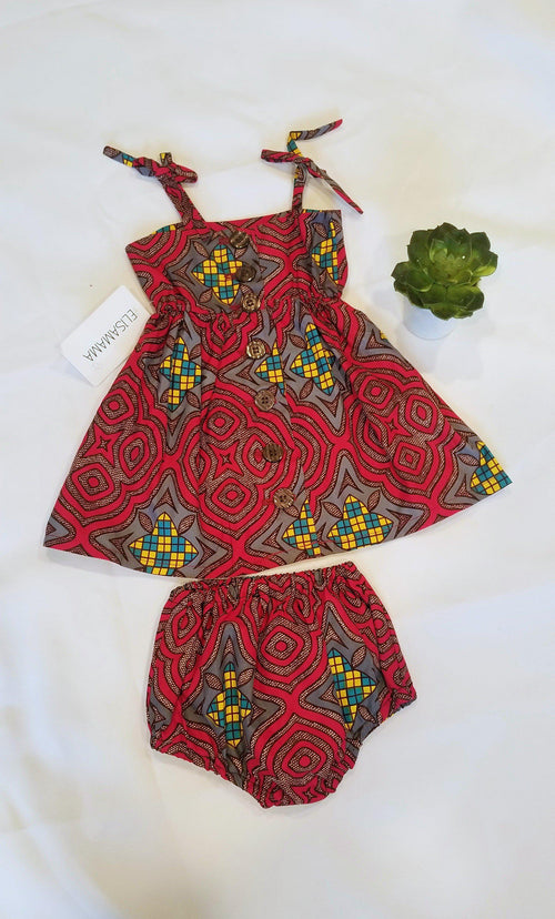 Tami Girl Dress - Red Stained Glass Print-Elisamama